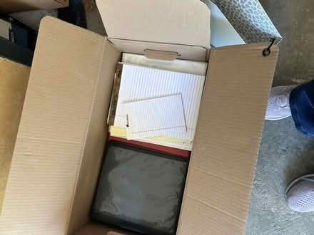 Photo of free Box of 3-Ring Binders and Other Stuff (20874) #photos #1