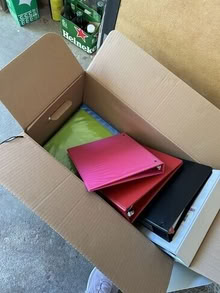 Photo of free Box of 3-Ring Binders and Other Stuff (20874) #photos #3