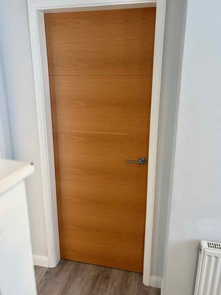 Photo of free 10 oak vaneer internal doors with handles, hinges, fittings (Abbots Bromley WS15) #1