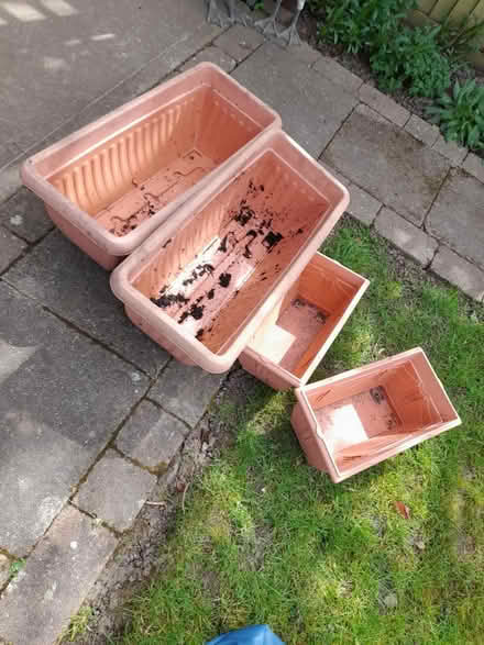 Photo of free 2 large, 2 small plastic planters (Sutton Valence ME17) #1