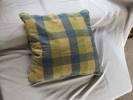 Photo of free Blue/Yellow Medium Tartan Cushion (Harrogate HG2) #1