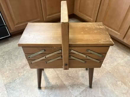 Photo of free Vintage Wood Sewing Basket (Crestwood) #1
