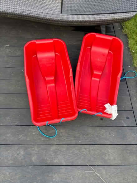 Photo of free 2 x childrens red sleighs (Watford WD17) #1