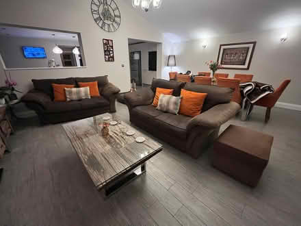 Photo of free X2 Two Seater Sofas and Footstool (Easthorpe CO5) #1