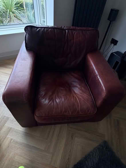 Photo of free Large red sofa and two arm chairs (Wellswood TQ1) #3