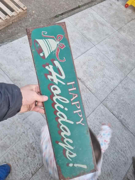 Photo of free Happy holiday metal sign (EN11 rye house area) #1
