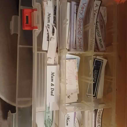 Photo of free Craft box with card making labels (Drighlington, Bradford BD11) #2