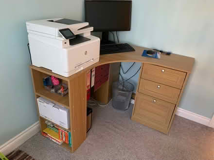Photo of free Blue office chair with backrest, corner desk and laser print (Redcar and Cleveland TS10) #2
