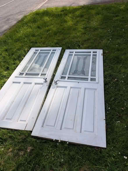 Photo of free 2 solid wood doors with glass collect LU6 2EQ (Gallows Hill LU6) #1