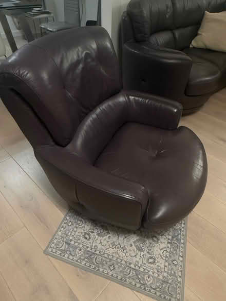 Photo of free 3 seater leather sofa and armchair (Five Ways SW15) #3