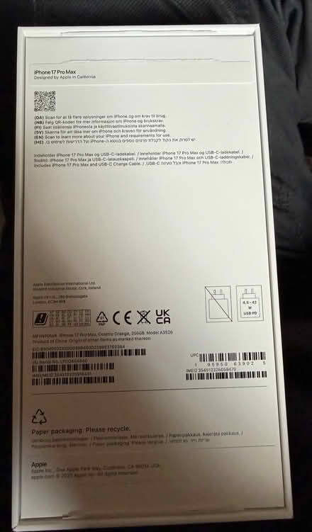 Photo of free 17 pro max box (George street) #2