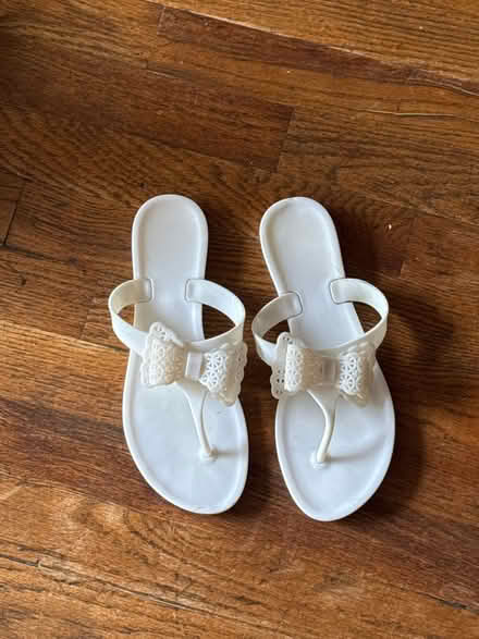 Photo of free Size 7 1/2 White Plastic Sandals (Clason Point Bronx NY) #1