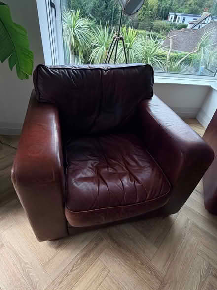 Photo of free Large red sofa and two arm chairs (Wellswood TQ1) #2