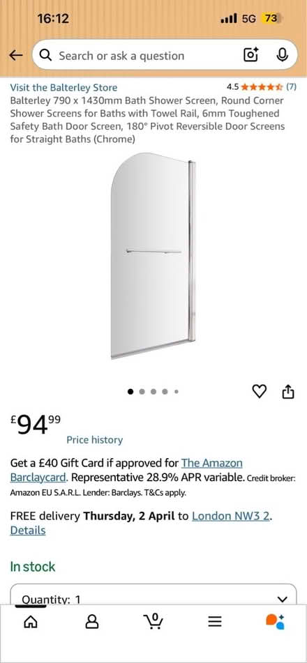 Photo of free Glass shower screen (Hampstead NW3) #2