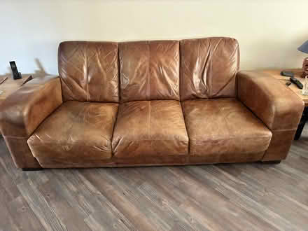 Photo of free 3 seater sofa plus foot stool with storage (Elm Park RM12) #1
