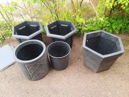 Photo of free 4 large black plant pots (Penwortham PR1) #1