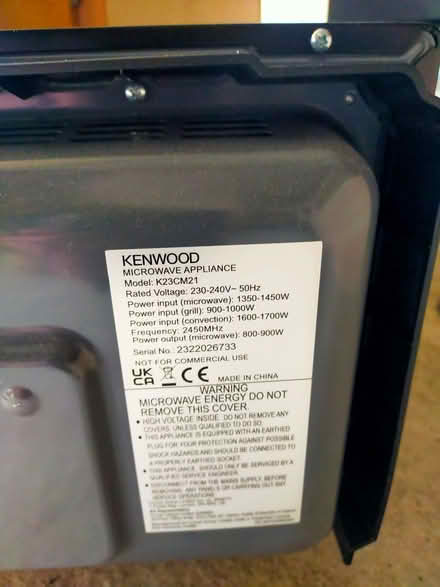 Photo of free Mirror front Kenwood microwave (Little Wenlock TF6) #1
