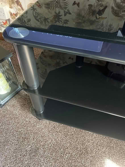 Photo of free Black glass tv stand (SM6) #3