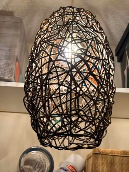 Photo of free Small brown wicker ceiling light shade (Barnes SW13) #1