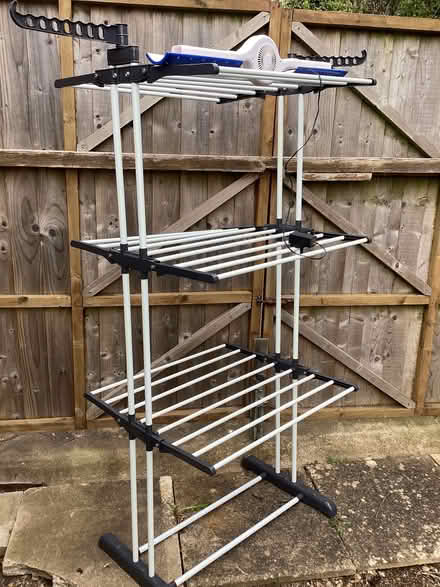 Photo of free Clothes drying rack, and a “Dry Rack” fan and water catcher. (Horspath OX33) #1