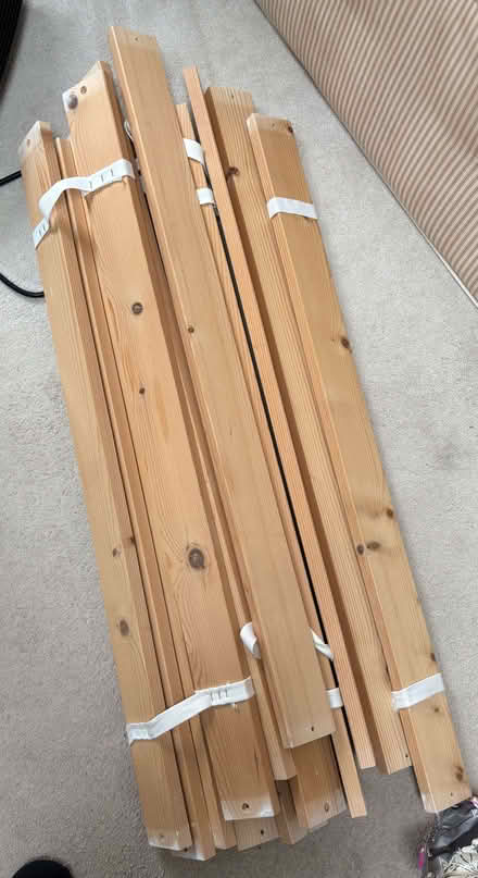Photo of free White Company wooden children's single bed and mattress (Nash Mills WD4) #1