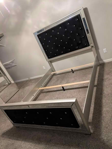 Photo of free Upholstered black velvet Queen bed (Kemah) #1