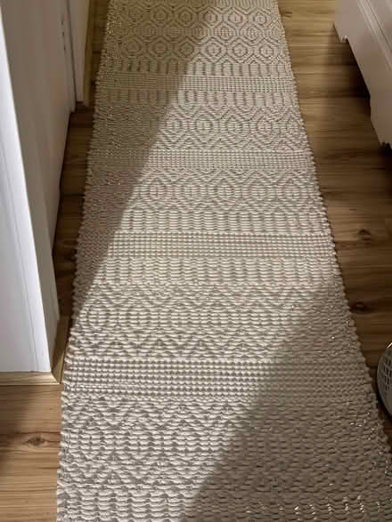 Photo of free White with silver threads runner rug (Barnes SW13) #1