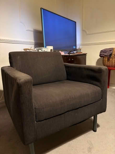 Photo of free Brown corduroy armchair (Bethnal Green E2) #2