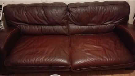 Photo of free Brown leather dfs sofas (Brixton Hill SW2) #1