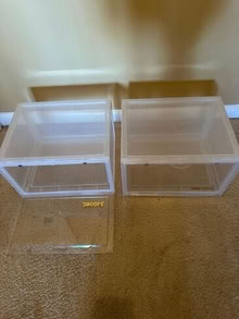 Photo of free (2) Stackable clear Shoe Storage (20874) #2