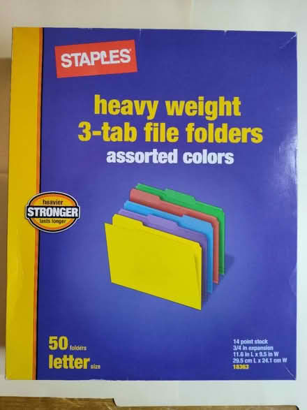 Photo of free Box of colored file folders (new) (Saugus) #1