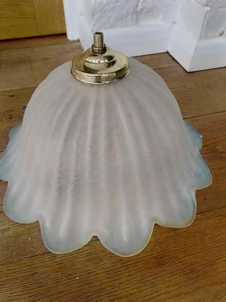 Photo of free Glass ceiling light white/blue/gold (Belper) #1