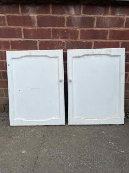 Photo of free 2 wooden painted cupboard doors (Kings Heath B14) #1