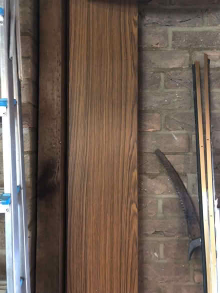 Photo of free 'Wood' veneered 15mm furniture board (shelving) 3 lengths (Wood Farm OX3) #1
