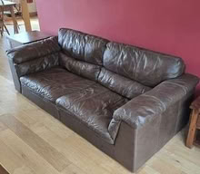 Photo of free Three seater leather sofa, fire label not present now. (Bents Green S11) #1