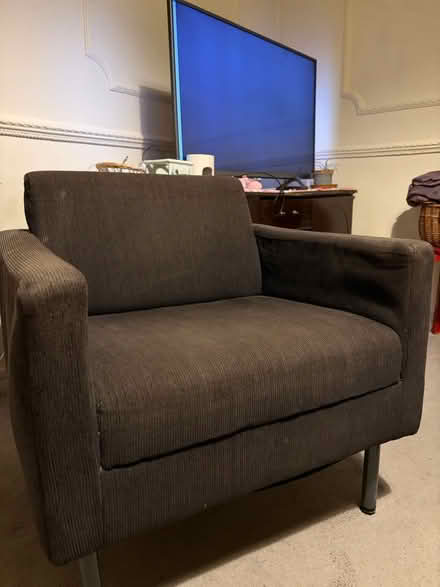 Photo of free Brown corduroy armchair (Bethnal Green E2) #1