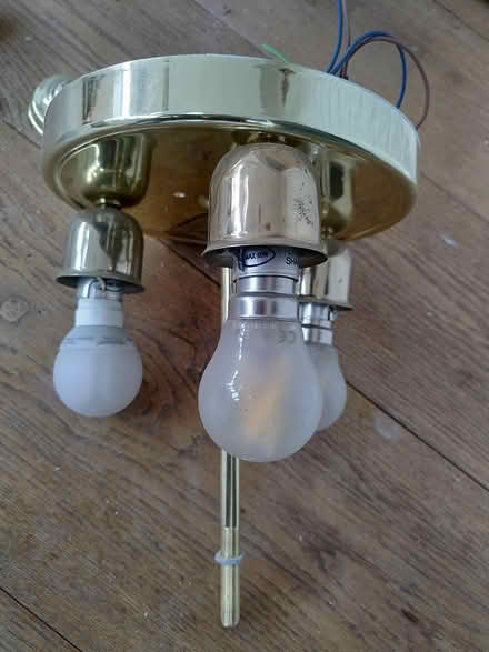 Photo of free Glass ceiling light white/blue/gold (Belper) #2