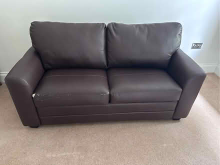 Photo of free Faux Leather Sofa Bed and New Topper for the mattress. (Bare LA4) #1