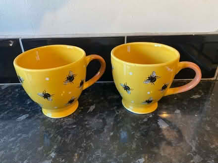 Photo of free 2 yellow mugs with bee design (Cogges OX28) #1