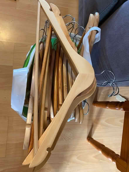 Photo of free 30 wooden clothes hangers (Cogges OX28) #1
