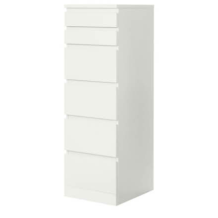 Photo of White Ikea Malm chest of 6 drawers (Hanger Lane) #1