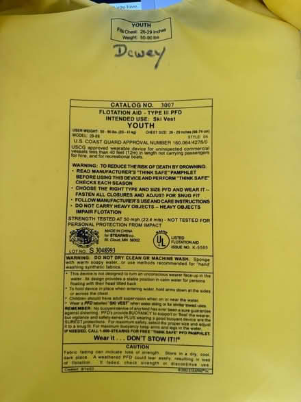 Photo of free Life jacket (01602) #3