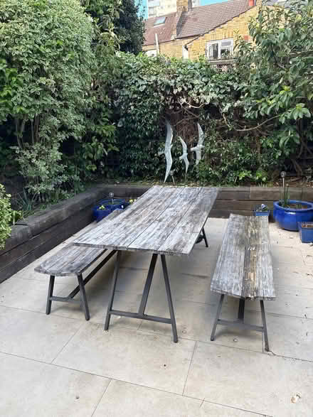 Photo of free Outdoor table and 2x bench seats (Sands End SW6) #1