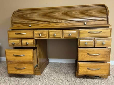 Photo of free Roll Top Desk - solid Oak (Buffalo Grove) #2