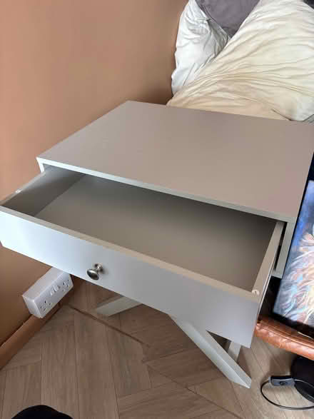 Photo of free Grey wood side table (B26, Yardley) #2