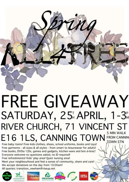 Photo of free Spring All4Free, free giveaway, 25th April Canning Town (Stratford North E15) #1