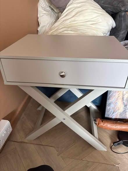 Photo of free Grey wood side table (B26, Yardley) #1
