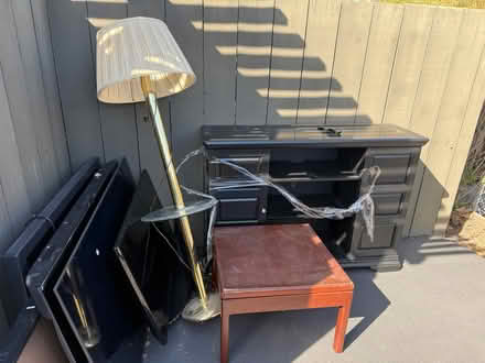 Photo of free Wooden desk (new) & low side table (1075 Valencia Avenue) #1