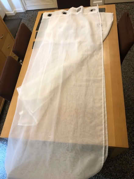Photo of free 2 plain white ring top voile panels (Wood Farm OX3) #1