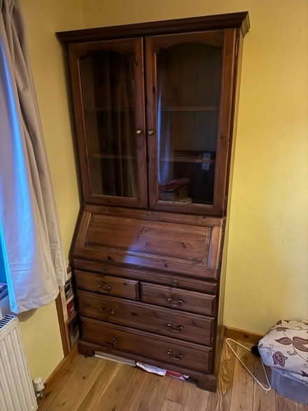 Photo of free Modern solid pine bureau bookcase (Hittisleigh Devon) #1
